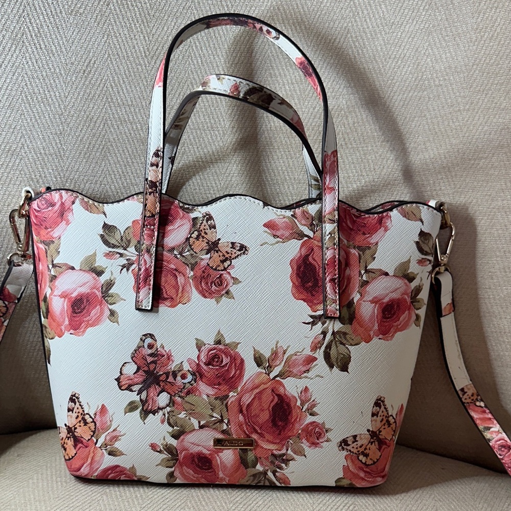 Aldo Floral White and Pink Women's Tote Bag - Picture 7 of 11
